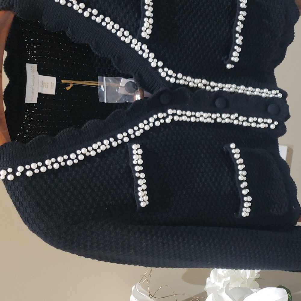 Nwt medium House of Harlow black sweater with pearls - Picture 12 of 15